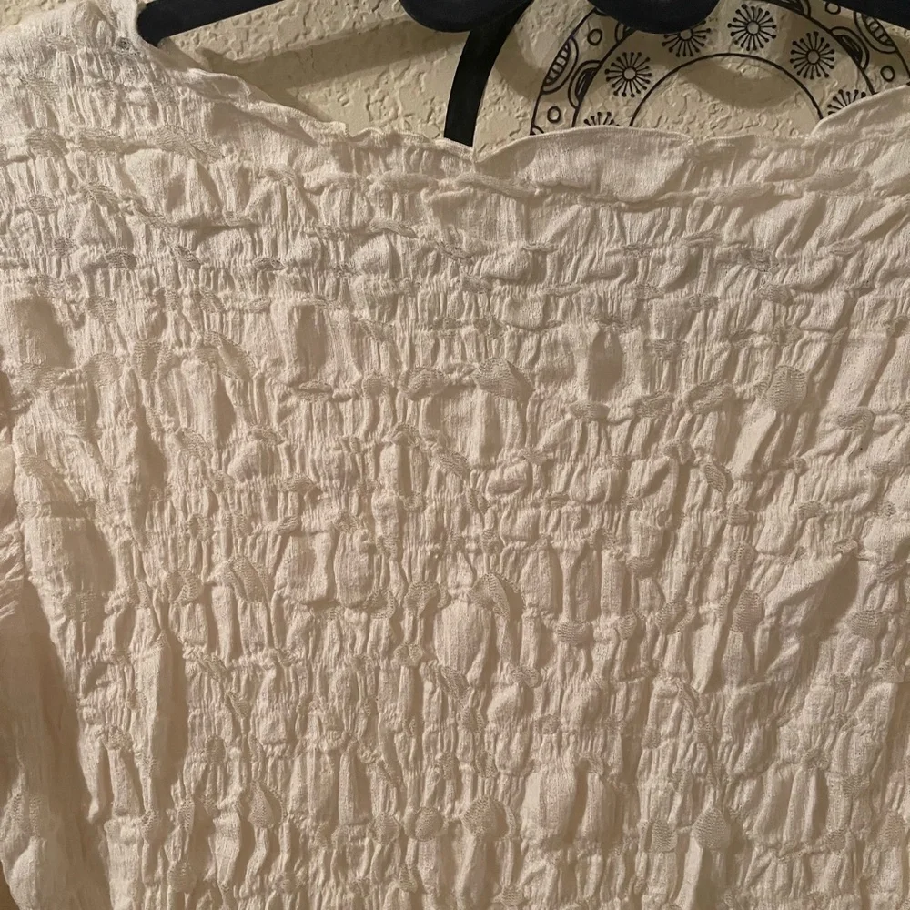 Tribal Womens white textured top size Large pre-owned